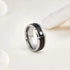 Men's 8mm Tungsten Brushed Black Silver Groove CZ Comfort-Fit Wedding Band